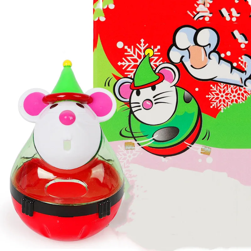 Christmas mouse Питомец собака забавная Рождественская миска для мыши кормушка для кошек игрушки для кормления питомцев стакан для утечки мячик для кормления питомцев Веселая миска подарок - Цвет: Christmas mouse