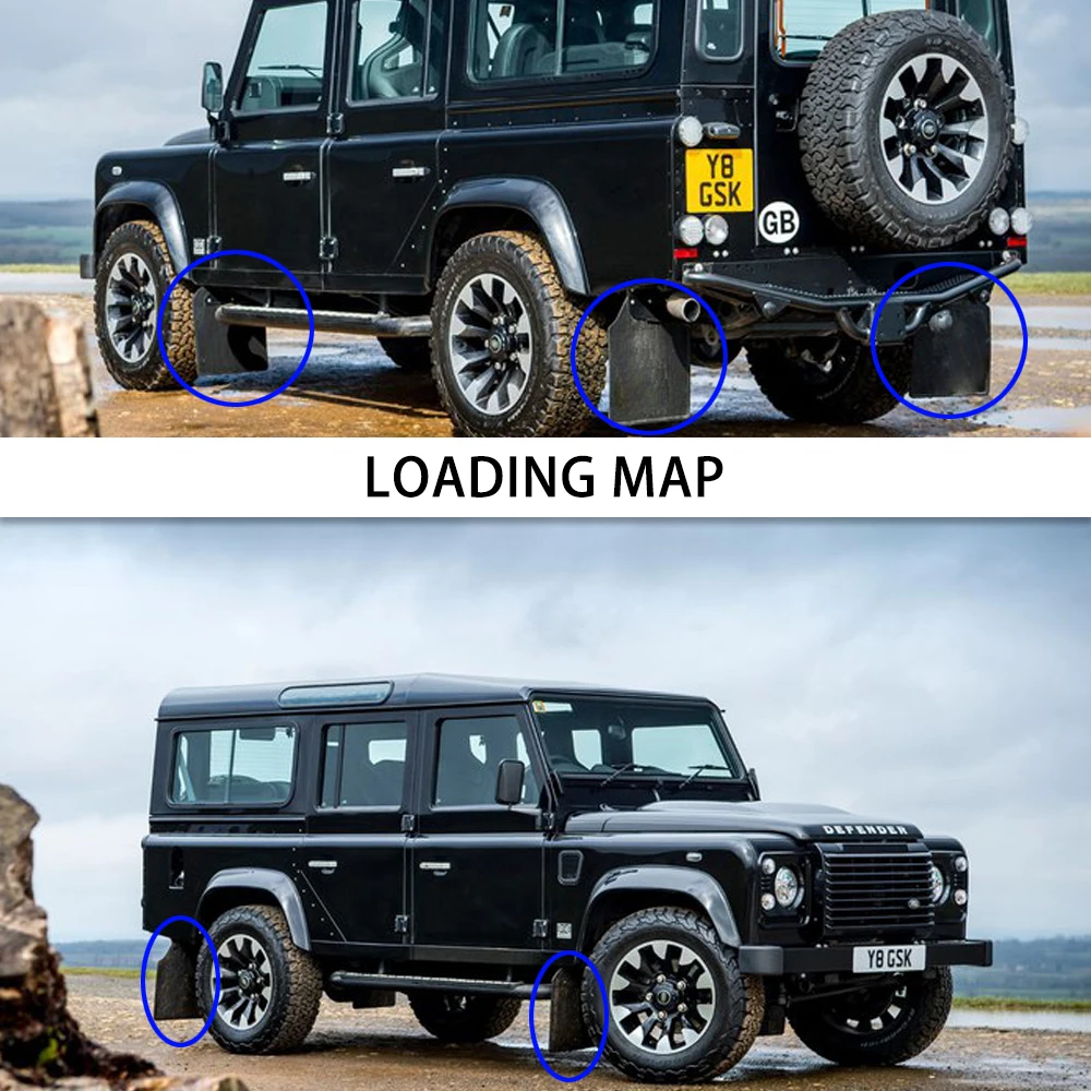 Брызговики передние и задние черные пластиковые для land rover защитные 110