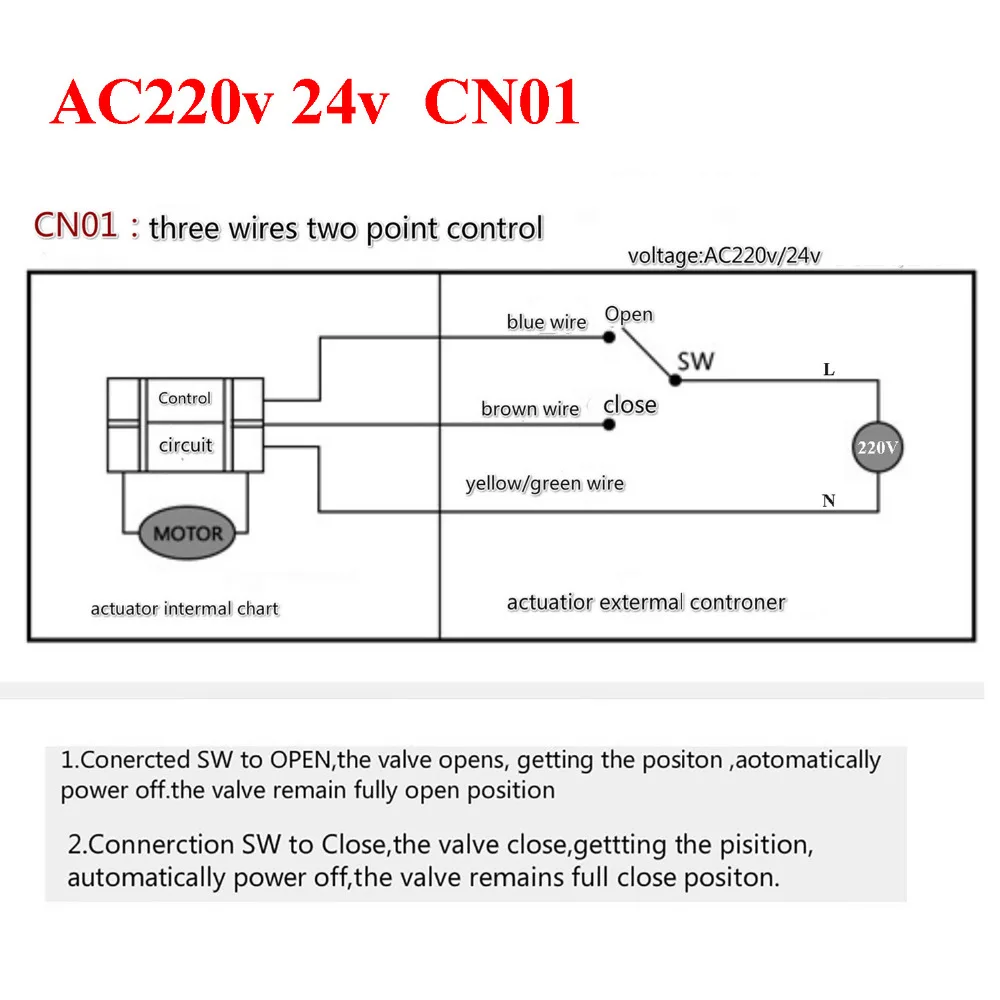 Латунный шаровой клапан с 3 сторонним электроприводом 3/4 дюйма В переменного тока