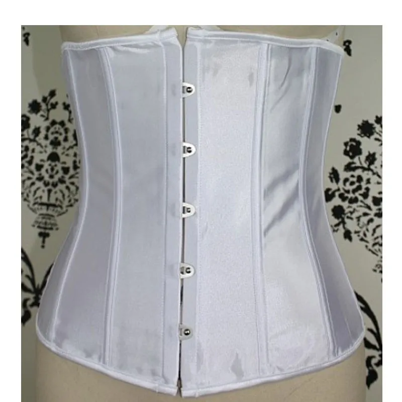 Белый сексуальный корсет сатиновым корсетом Для женщин Бюстье нижнее белье Топ