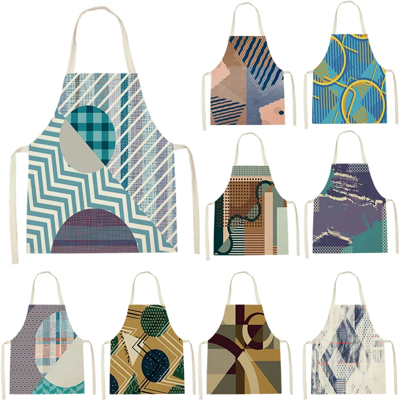 

Фартуки для бариста в скандинавском стиле с геометрическим принтом для кухни, готовки, выпечки, льняные фартуки без рукавов для женщин, инст...