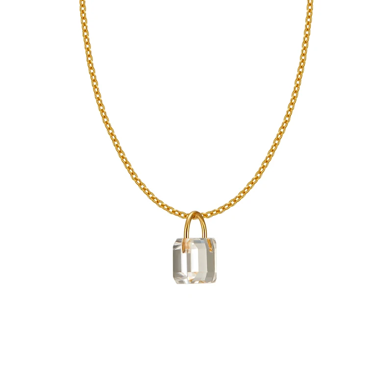 

European and American body transparent crystal small lock short necklace personality collarbone necklace chain woman