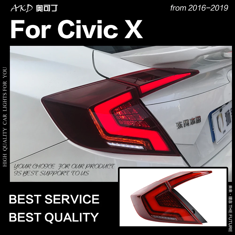 Автомобильный Стайлинг для Honda Civic задний фонарь 2017-2019 светодиодный фсветильник