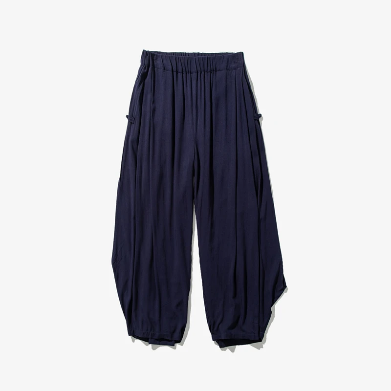 

Chinese Style Fashion Hanfu Double Layer Wide Leg Pants Men Clothing Loose Cotton Linen Casual Pants Plus Size Oversized Pants
