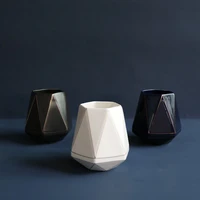 ins creative geometry shape ceramic makeup brush holder nordic style jars matte porcelain pen holder desktop storage