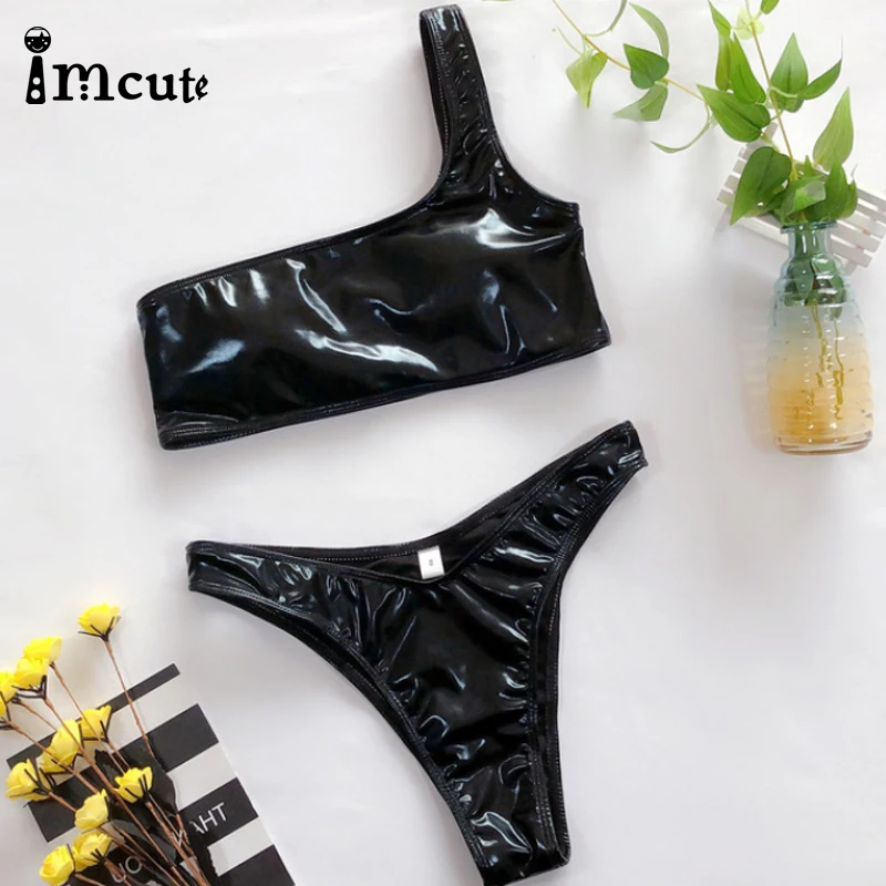 2020 сексуальный женский комплект бикини из искусственной лакированной кожи