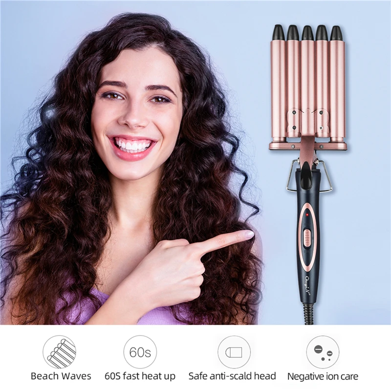 

CkeyiN 5 Barrels Hair Curlers Five Pipe Joint Big Hair Wave Waver Professional Nano Titanium Ceramic Curling Iron Curler Modeler