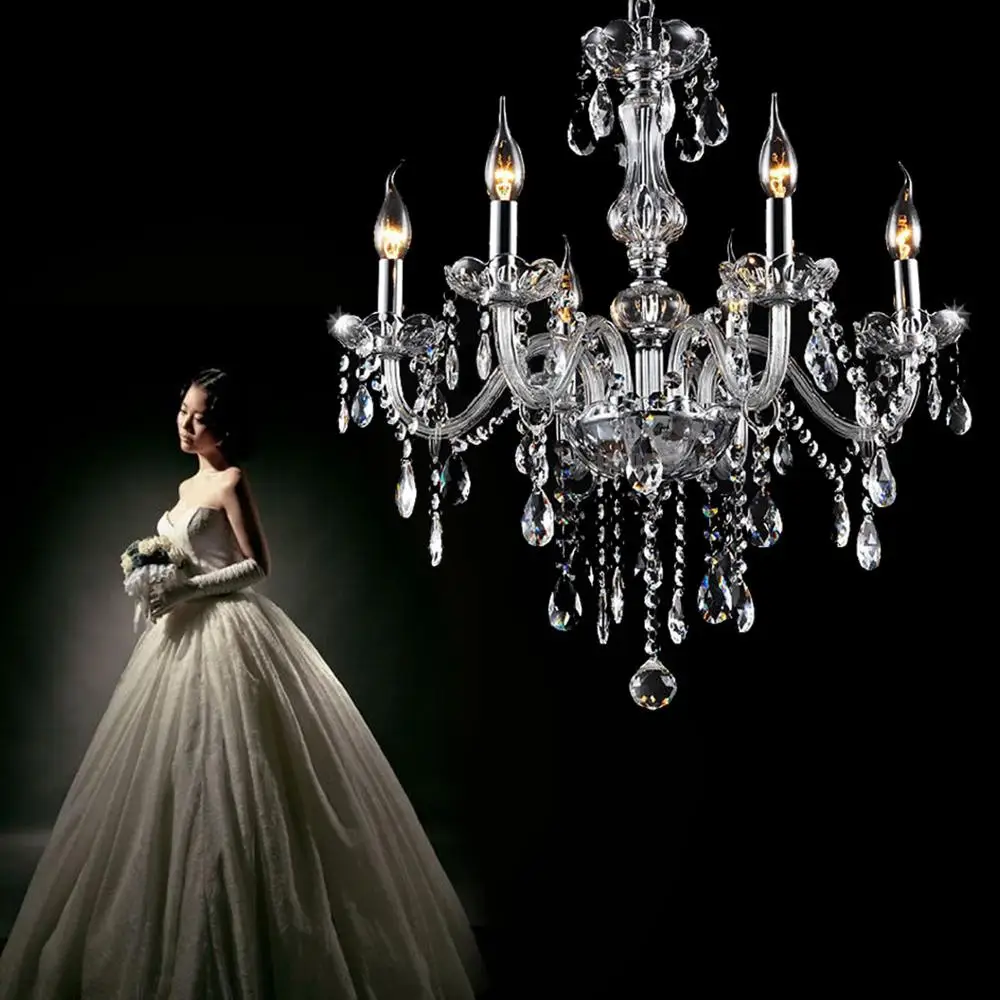 Классическая люстра Yonntech с 6 кисточками лампочек хрустальный светильник