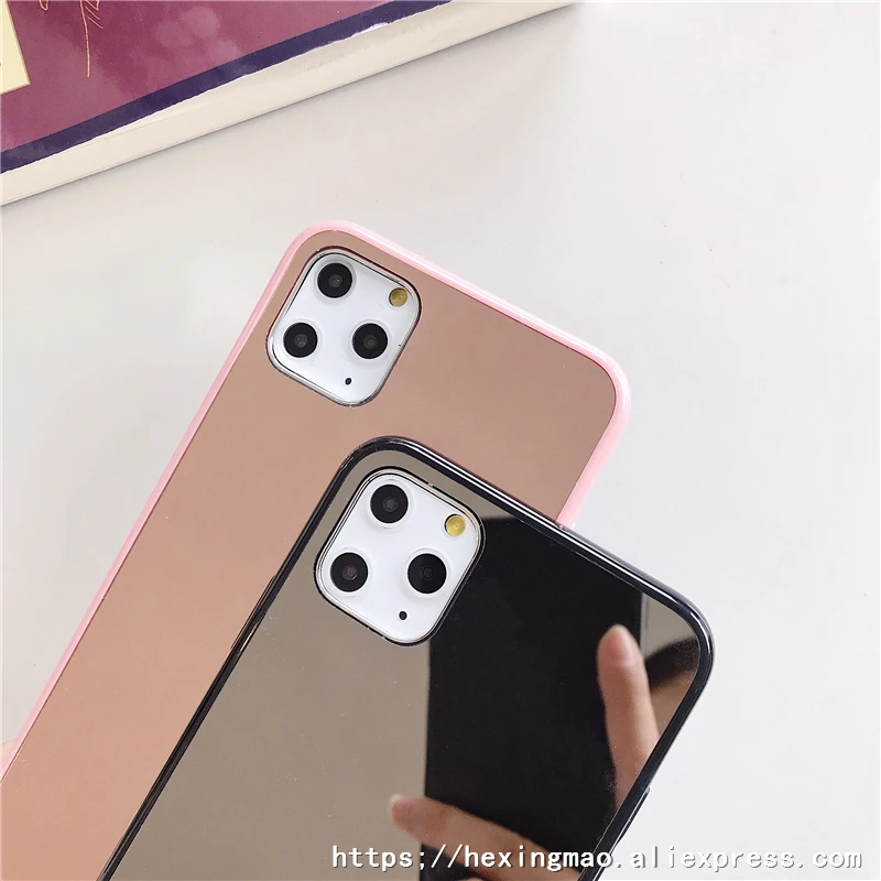 Цветной зеркальный простой чехол s для iphone 11 11Pro Max XR X XS 6 7 8 plus карамельный цвет