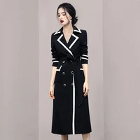trench coat feminino 2021 new elegant casual black and white korean coat fashion womens jacket windbreaker oversized runway