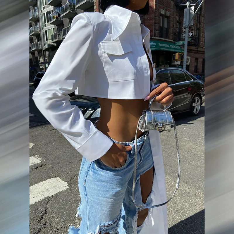 

Women's Sexy Long Sleeve Button Down Pockets Blouse T-Shirt Asymmetry Tops Shirts