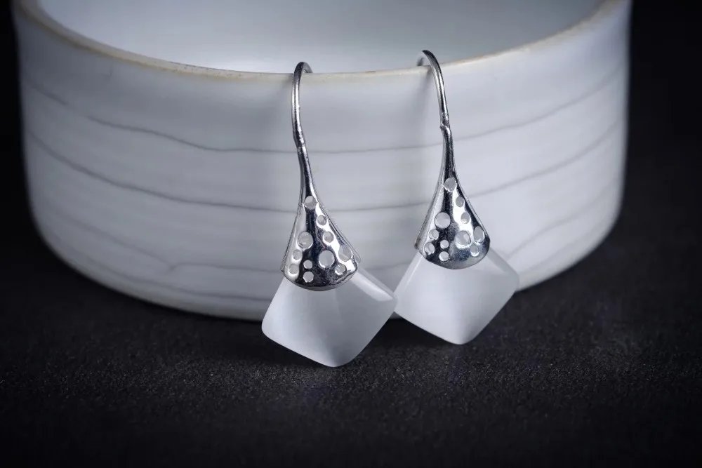 Новинка 5 вариантов красивые женские серьги из настоящего серебра и нефрита в