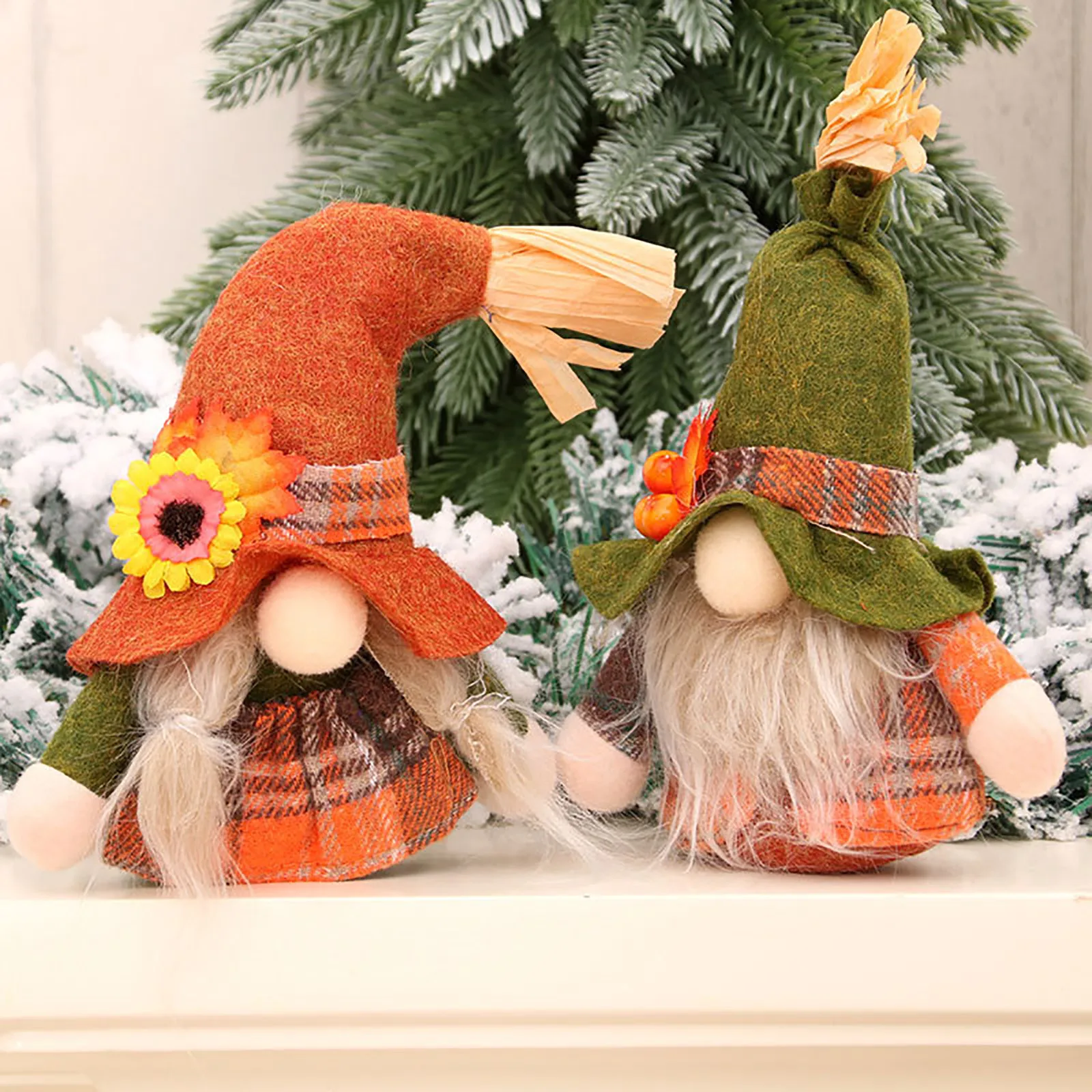 

Fall Gnome Autumn Gnome Plaid Sunflower Swedish Dwarf Thanksgiving Day Gift Christmas Decor Nordic Gnome Land God Old Man Doll