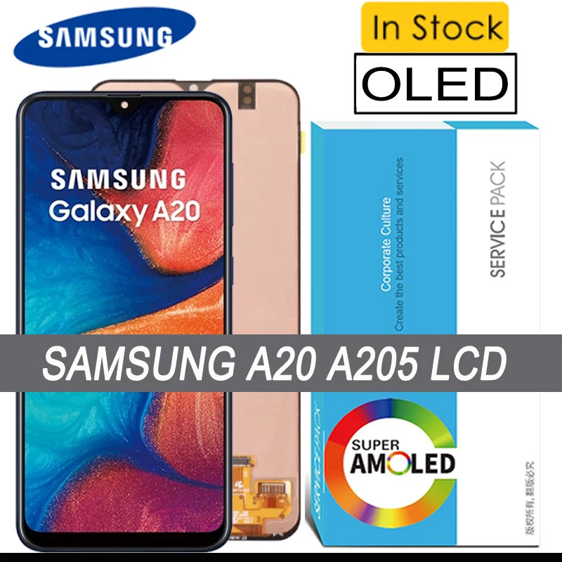 100% протестированный Новый OLED экран 6 4 дюйма для Samsung Galaxy A20 A205 SM-A205F ЖК-дисплей