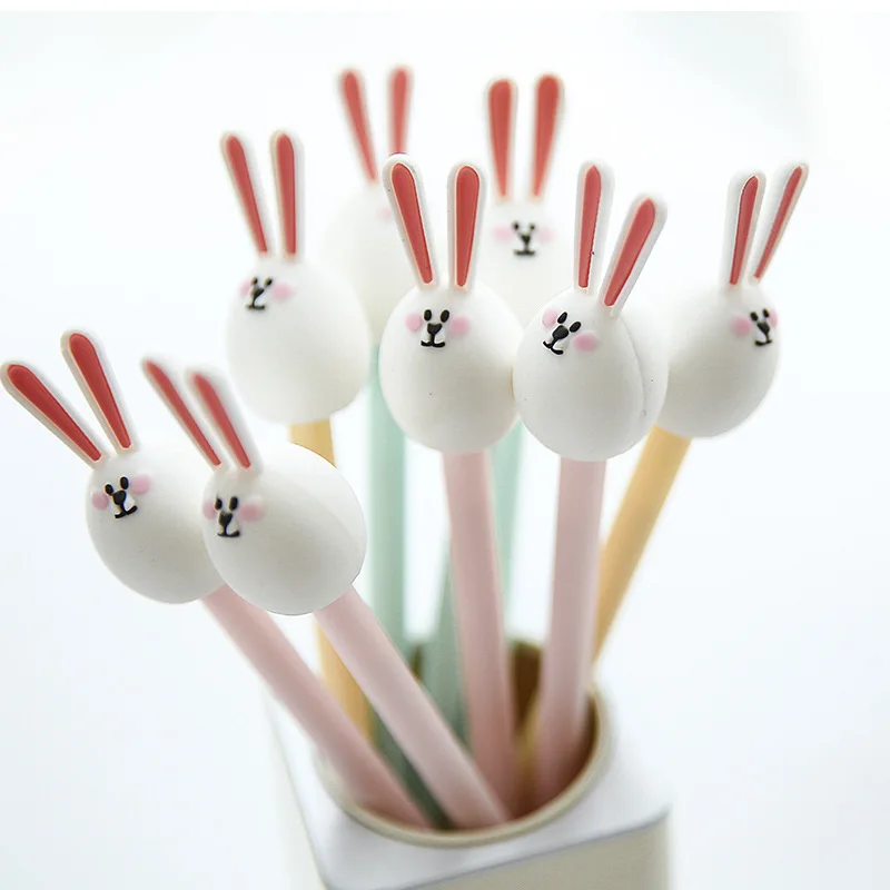 

36PCS Hot Selling Stationery Cartoon Adorable Rabbit Gel Pens 0.5mm Student Cute Pet Plastic Creative Pen Kawaii School Supplies