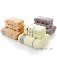 100 cotton bathroom towel set for adults 1pc bath towel 2pcs 35x75cm face towels beige grey yellow terry travel beach towel