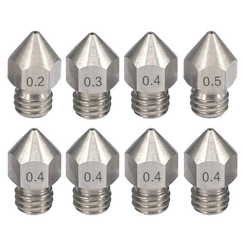 

0.2Mm 0.3Mm 0.4Mm 0.5Mm 0.6Mm 0.8Mm 1.0Mm Stainless Steel 3D Printer Nozzle for 1.75Mm Filament MK8 Extruder