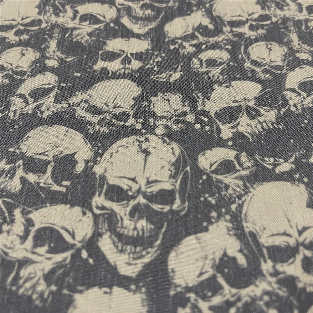 Простая хлопковая ткань из полиэстера винтажная с ужасным черепом эффектом