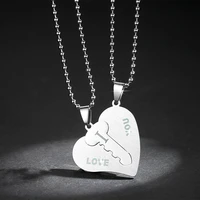 new stainless steel heart shaped puzzle key couple necklace heart lock couples pendant necklace pendant necklace wholesale