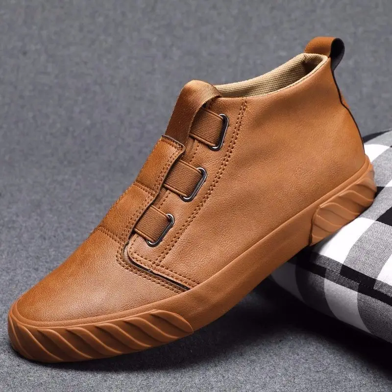Новинка Сезон осень Повседневные кожаные туфли с высоким берцем Мужская обувь