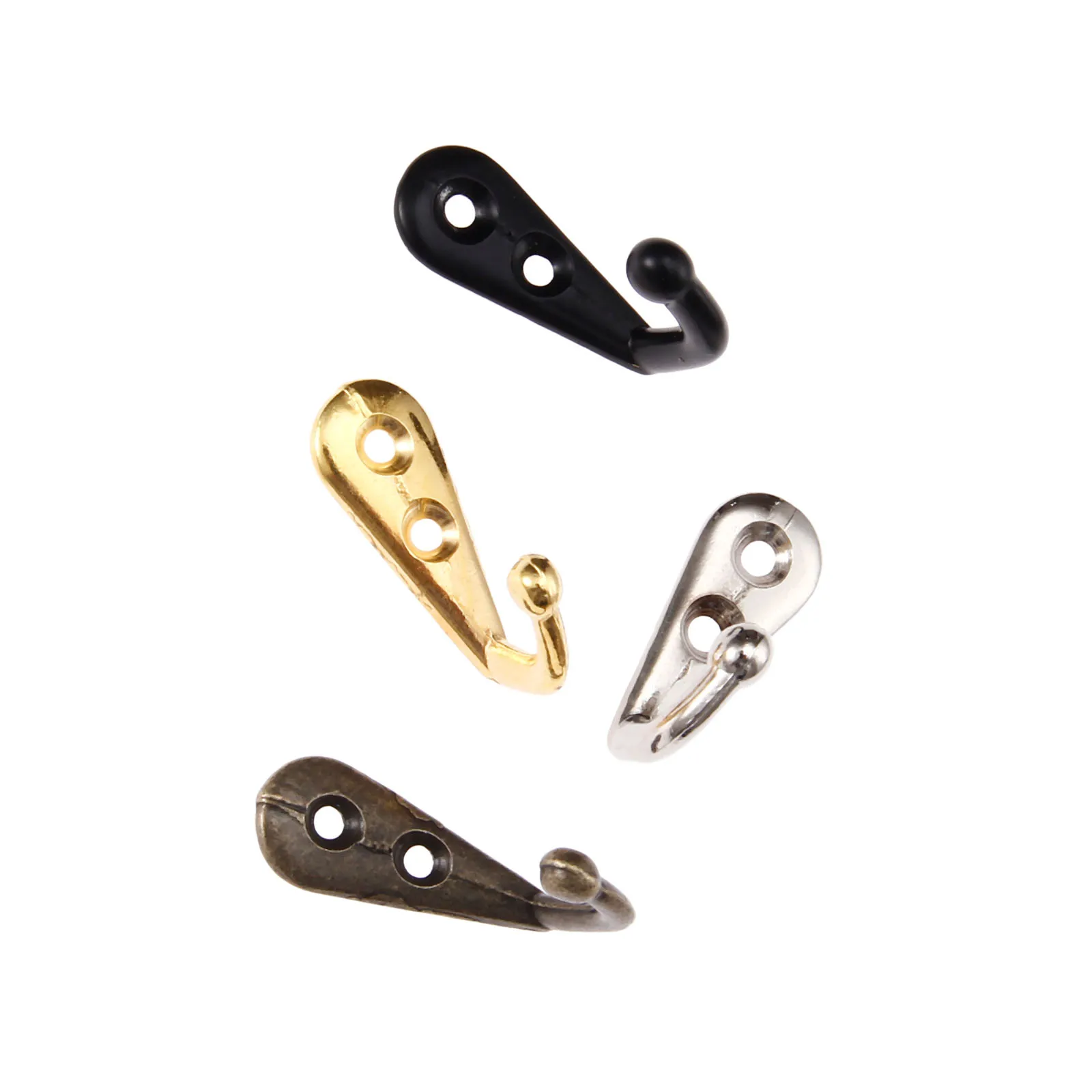 5sets Hooks Wall Mounted Hanger w/screws Black/Gold/Silver/Antique bronze Coat/Key/Bag/Towel/Hat Holder Decor Bathroom Kitchen images - 6