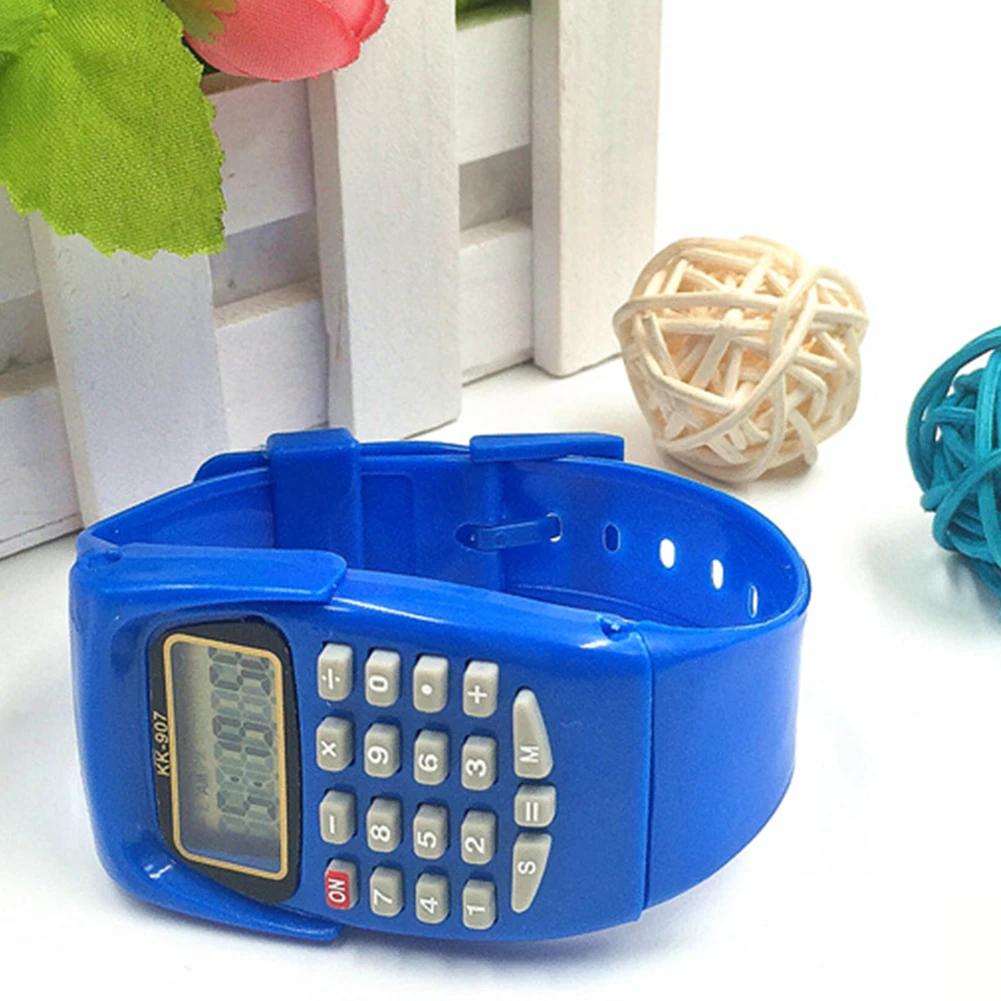 Digital Display Wrist Multifunctional Exam Oriented Portable Students Mini Kids Fashion Calculator Watch Electronic Practical - Color: Blue