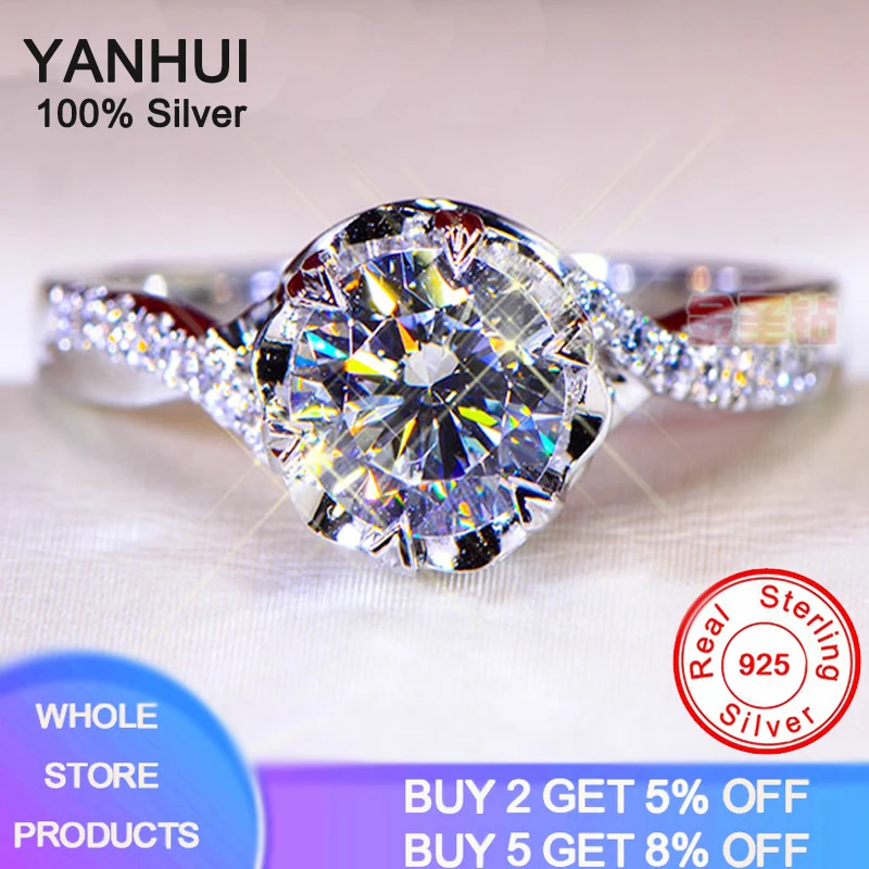 У нас есть сертификат 1 карат 925 Серебрянные циркониевые кольцо с бриллиантом