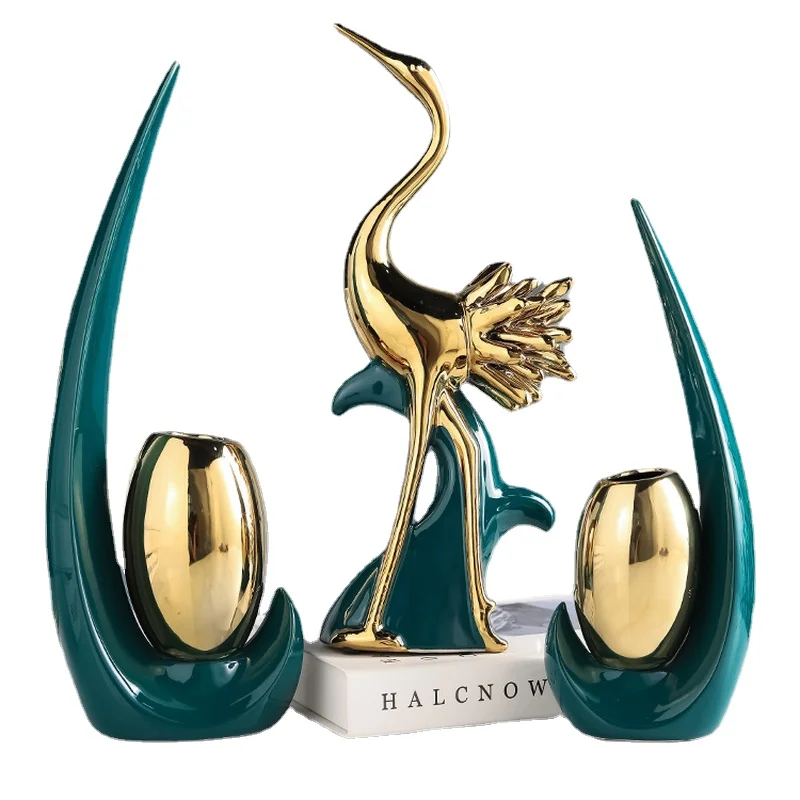 Современный роскошный темно зеленый керамический цветочный декор креативный