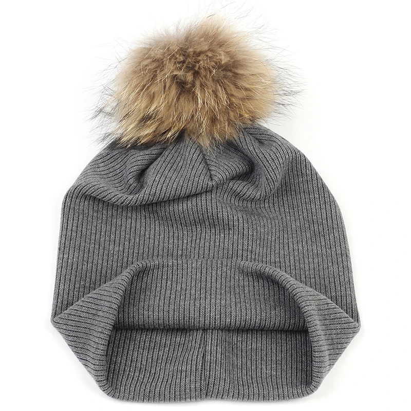 Женские ребристые мешковатые шапки Geebro хлопковые полосатые с помпоном из