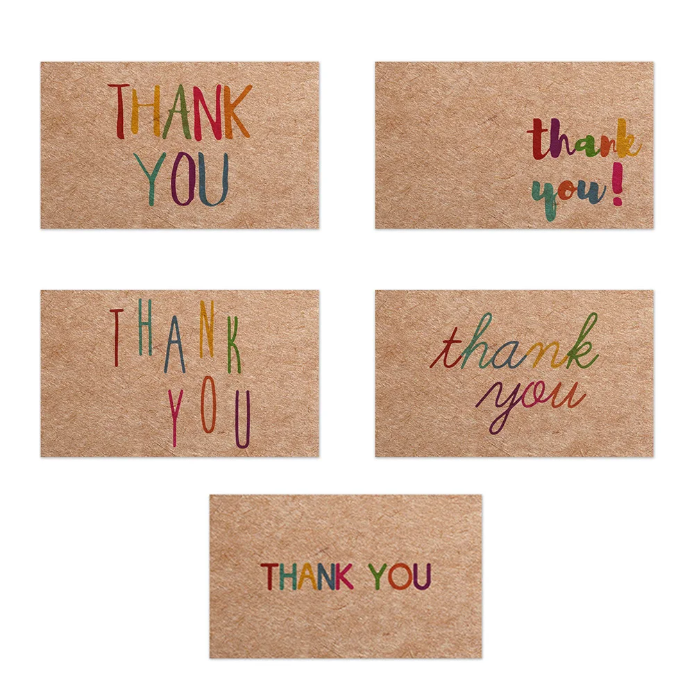 

Яркие открытки из крафт-бумаги с надписью «Thank You», 10-30 шт.
