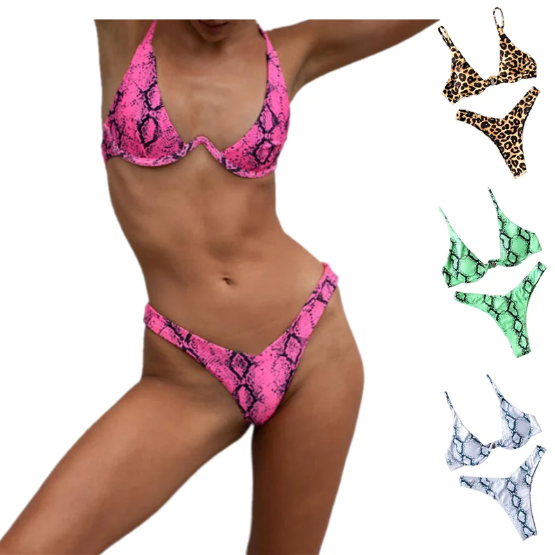 

Sexy Underwire Bikinis Brasileiro 2021 Women Two Pieces Push Up Swimsuit Bathing Suits High Cut Triangle Bathing Suit Swimwear