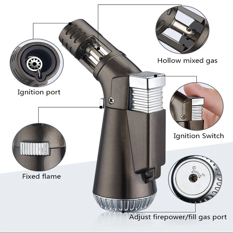 1 шт. портативная металлическая ветрозащитная зажигалка для барбекю сигар кухни