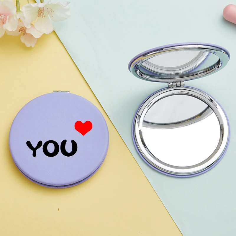 Милые женские Мини зеркала для макияжа парные портативные двухсторонние