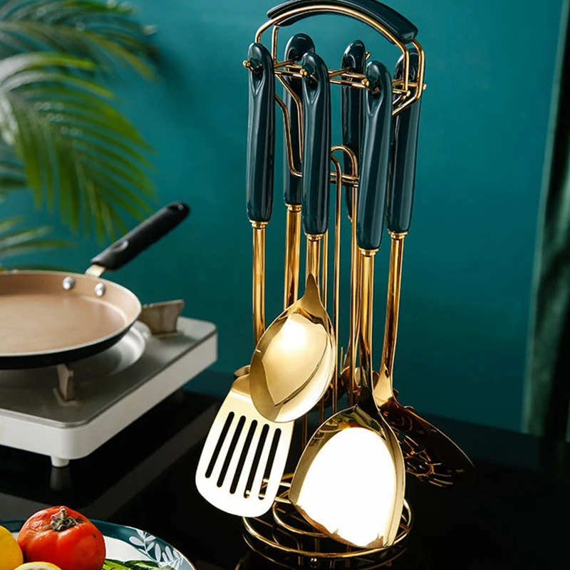 

7Pcs Cookware Kitchenware Set Stainless Steel Kitchen Tools Accessories Luxury Cooking Utensils Special Tool Spoon