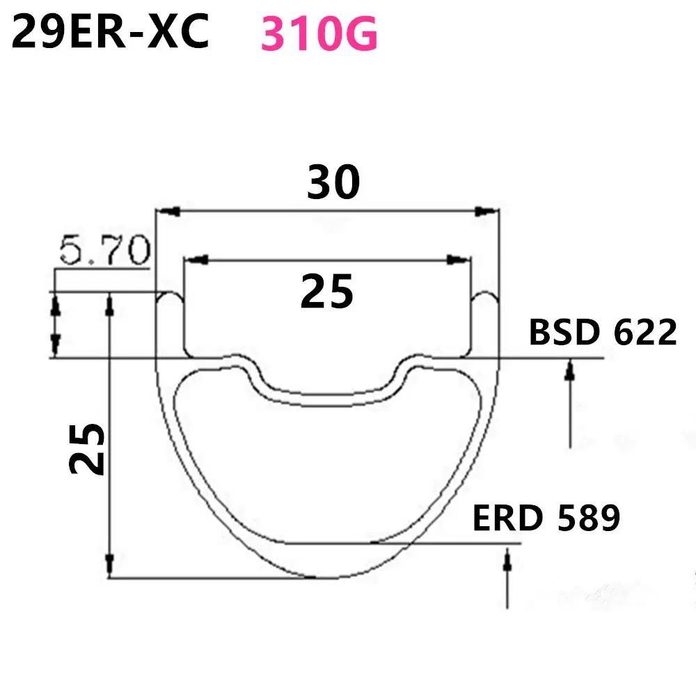Ультралегкие внутренние карбоновые горные велосипедные колеса 29er 310g XC 30x25 мм 29