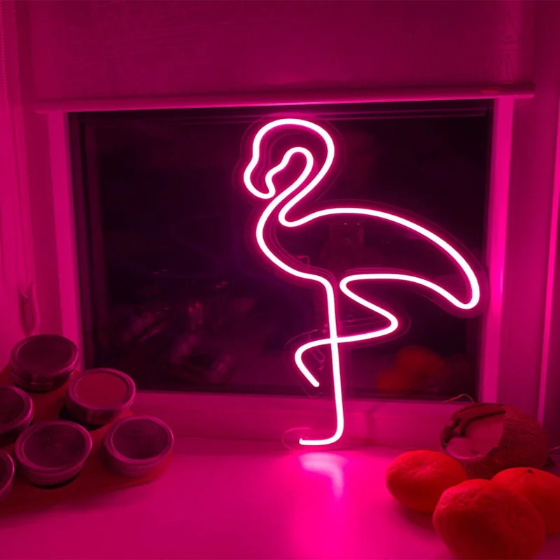 OHANEONK decor Flamingo led-neon wall neon Custom bedroom led neon sign Flamingo wall hanging neon light