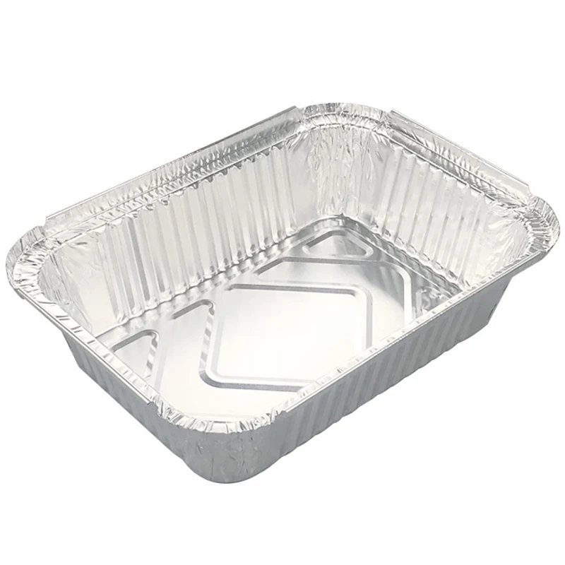 

10Pcs Rectangle Food Packing Takeaway Lunch Box Disposable Salad Barbecue Aluminum Foil Pans Food Containers With Aluminum Lids