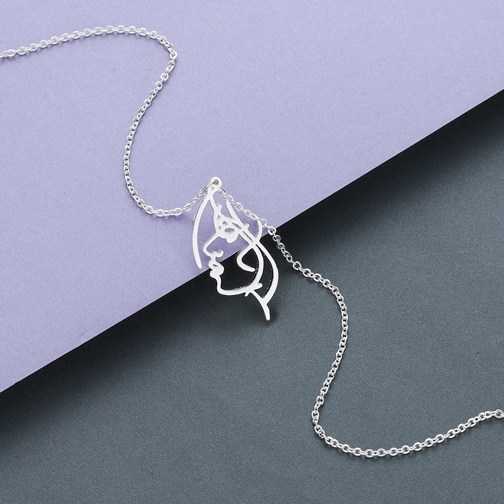 Kinitial ожерелье из нержавеющей стали для лица абстрактное с человеческим лицом