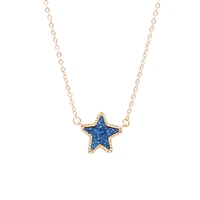 2020 new small starfish faux dancing star resin druzy necklaces for women pendants