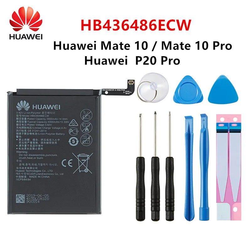 

Оригинальный аккумулятор Hua Wei 100% HB436486ECW 4000 мАч для Huawei Mate 10 Mate 10 Pro /P20 Pro AL00 L09 L29 TL00, батареи и инструменты