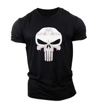 punisher skull graphic t shirts for men install muscles top shirts sportswear outdoor light thin and breathable elasticity