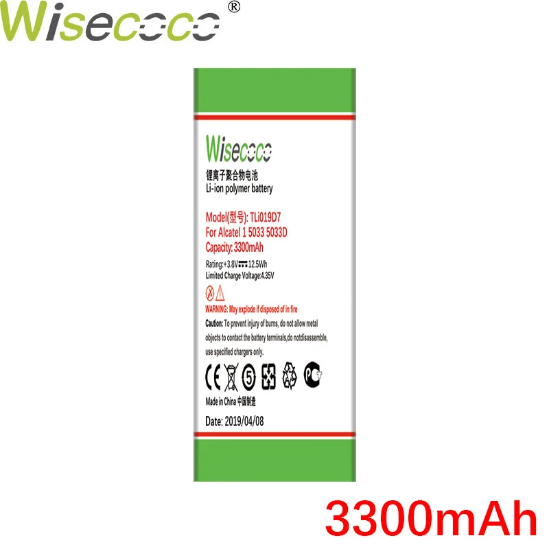 WISECOCO 3300 мАч TLi019D7 для Alcatel 1 5033 5033D 5033X 5033Y 5033A Telstra Эфирное плюс /TCL U3A новейший продукт батареи