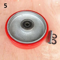 1 pc 5 inch single wheel caster medium sized pu iron core red wear resistant flat driver cart