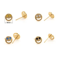 new fashion gold filled 4 color enamel earrings womens simple cute smile personality earrings wedding jewelry 2021