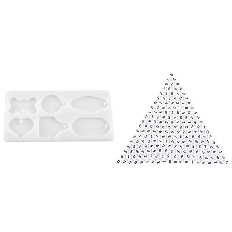 

200 шт. белые круглые разделители для чисел, бусины 7 мм и 1 шт., сделай сам, эпоксидная форма, жетон для костей собак, ручное зеркало