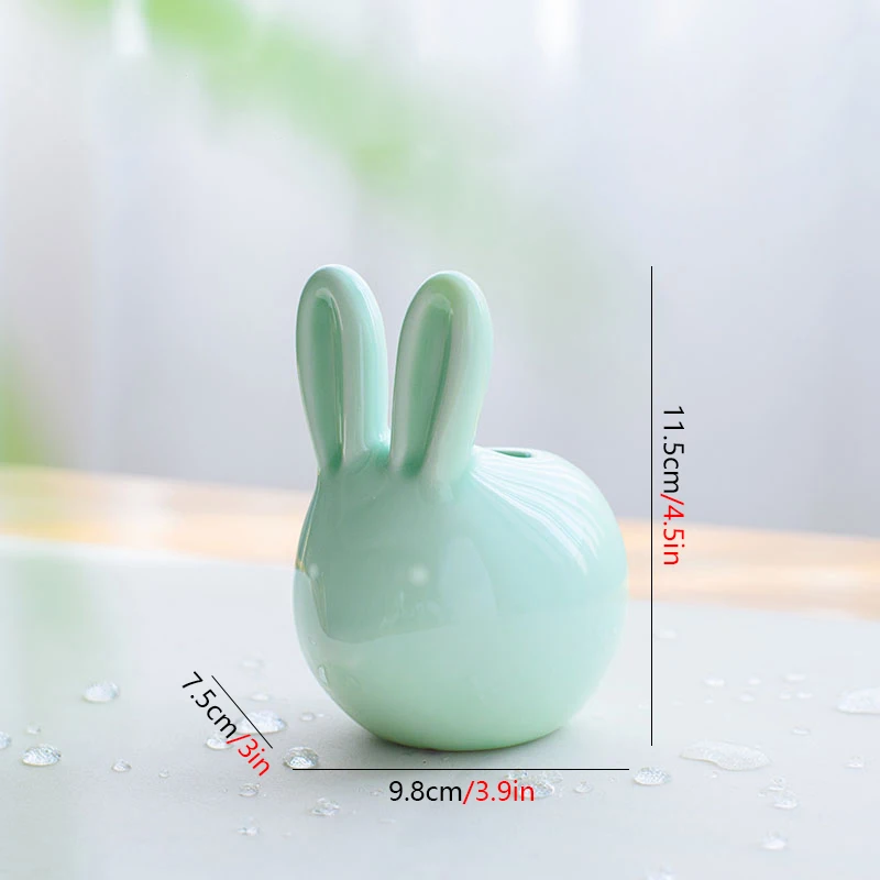 Cyan-Rabbit Милые Мини Керамические животные растение ваза картон суккулент плантатор Настольный Celadon цветочный горшок Декор фея украшения для дома и офиса - Цвет: Cyan-Rabbit