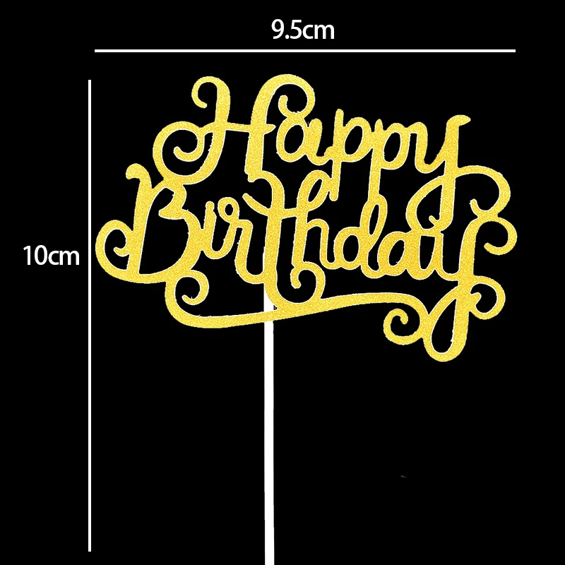 

1pcs Shiny Happy Birthday Cake Topper Bling Sparkle Decoration Cake Picks Cake Decoration Topper Toothpick Kids Birthday