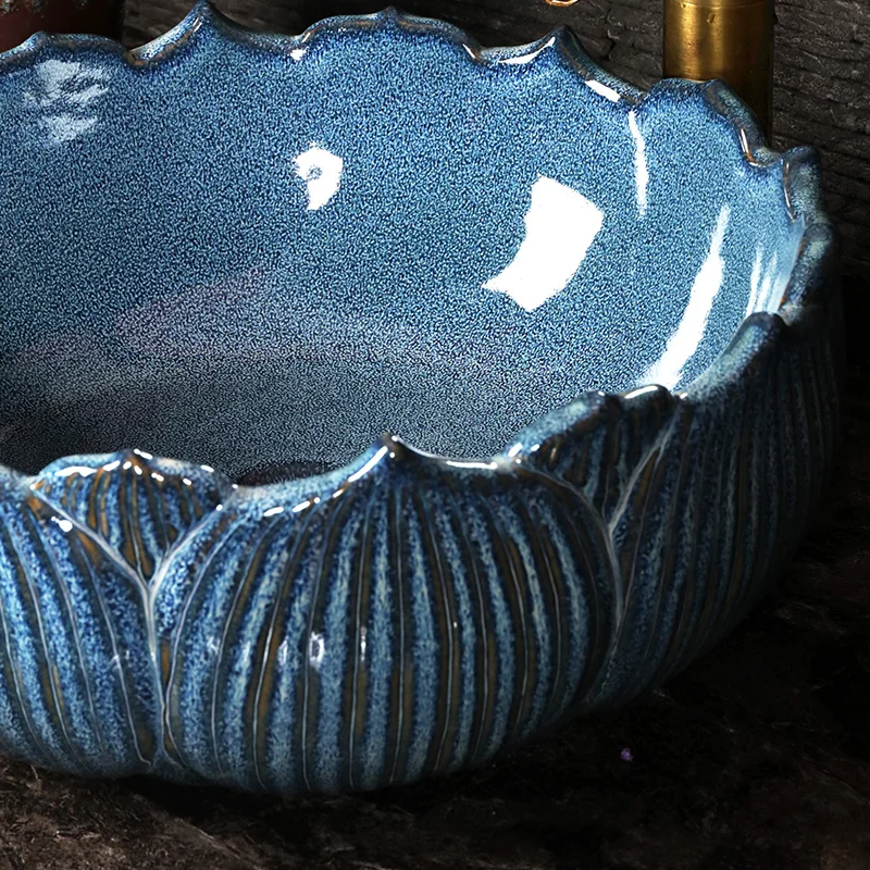 Керамические раковины с лотосом античная раковина дзэн над прилавком в