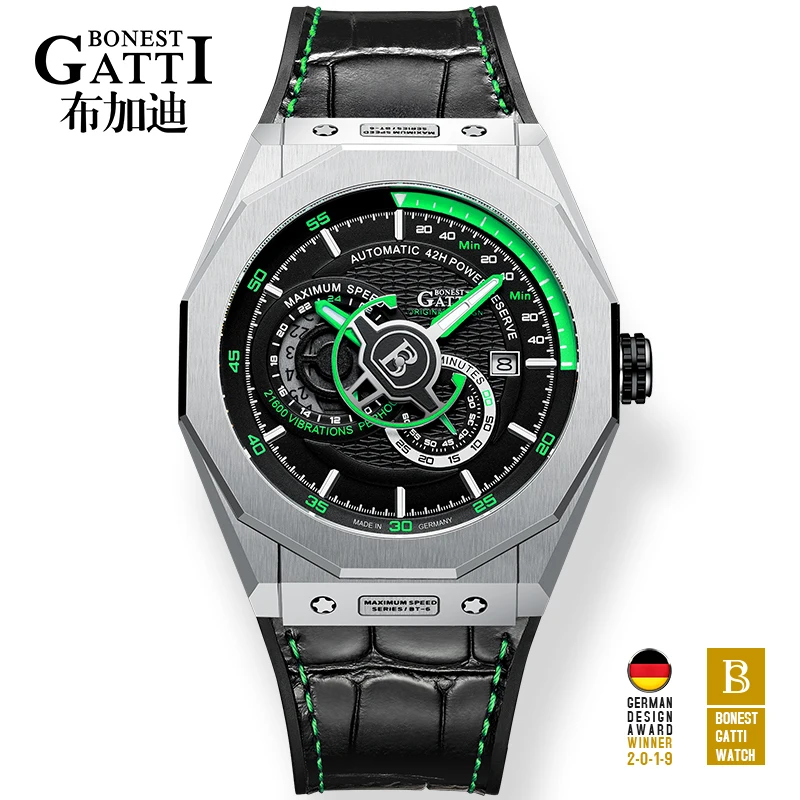 

GATTI Relogio Masculino Mens Watches Top Brand Luxury Automatic Mechanical Watch Business Waterproof Sport Leather Strap Watch