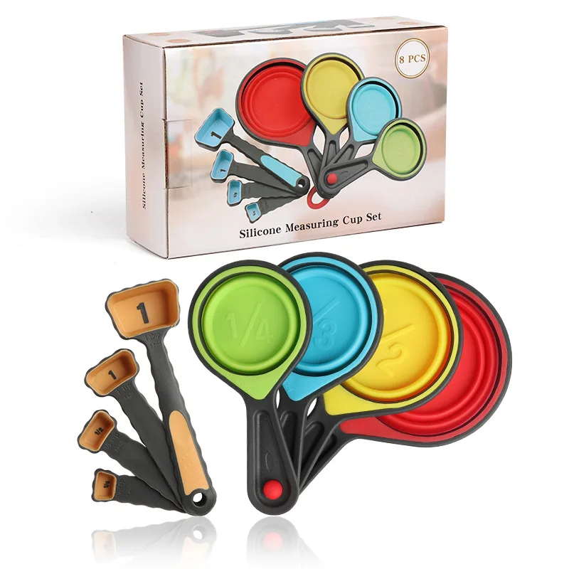 Горячая Распродажа силиконовые мерные ложки набор мерных стаканов 4/8 шт.